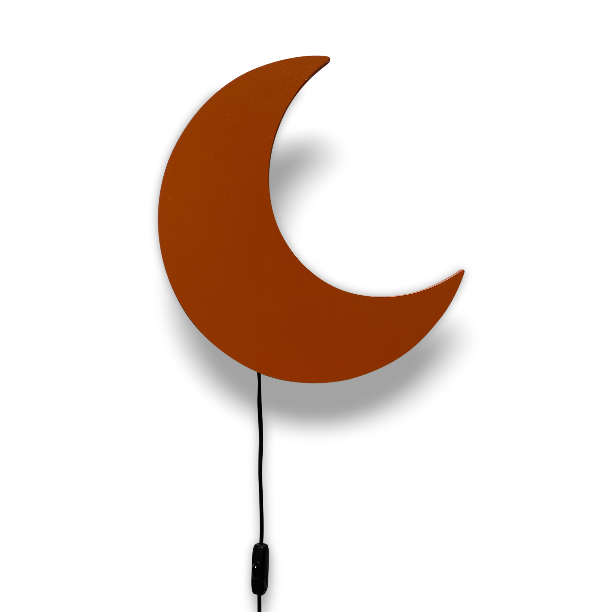 Hölzerne Wandleuchte Kinderzimmer | Mond - ziegelrot Wandleuchte toddie.de Schwarzes Kabel