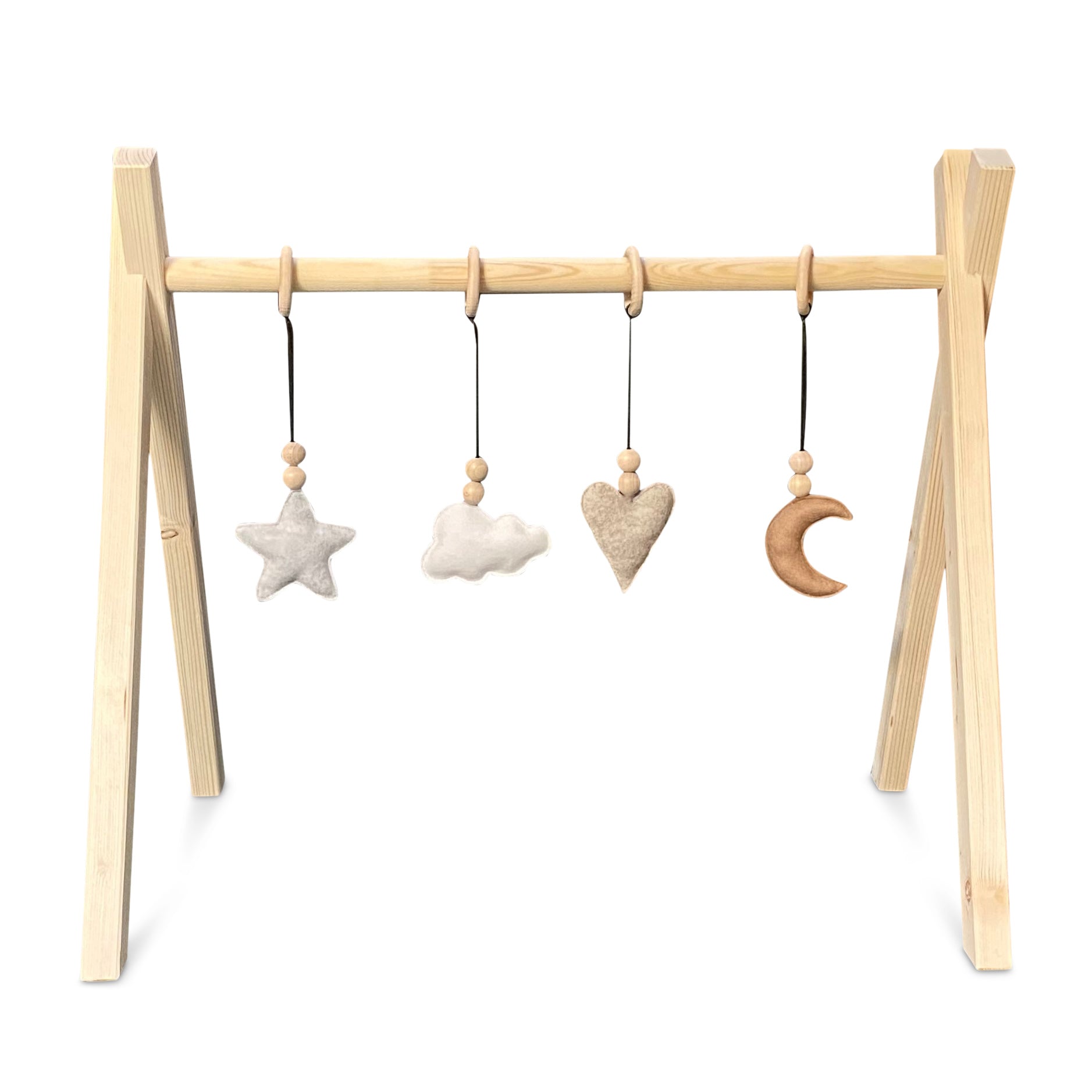 Holz Babygym | Massiver Holzspielbogen Tipi-Form (ohne hängespielzeuge) Spielbogen toddie.de