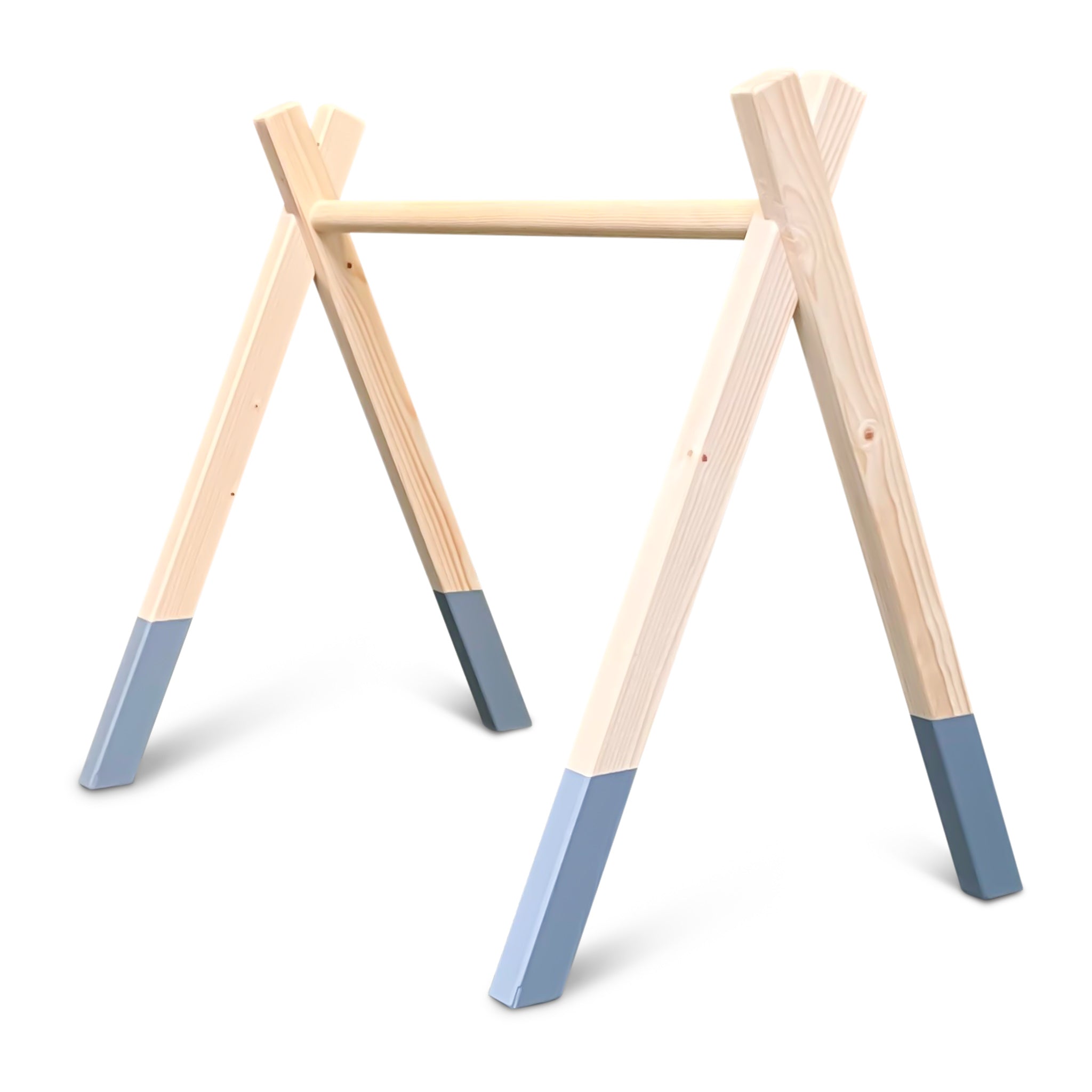Holz Babygym | Massiver Holzspielbogen Tipi-Forme (ohne hängespielzeuge) - denim drift Spielbogen toddie.de