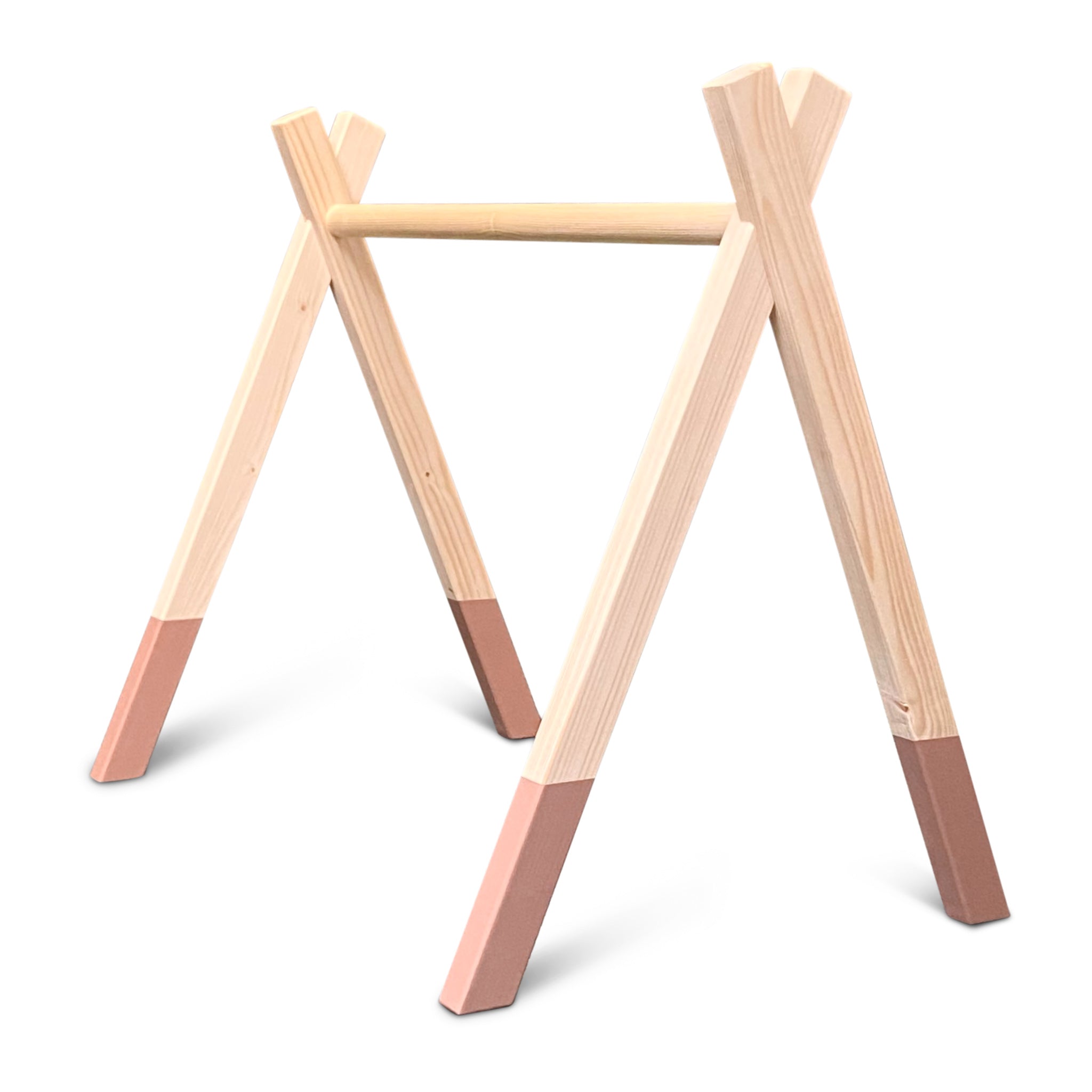 Holz Babygym | Massiver Holzspielbogen Tipi-Forme (ohne hängespielzeuge) - terra rosa Spielbogen toddie.de