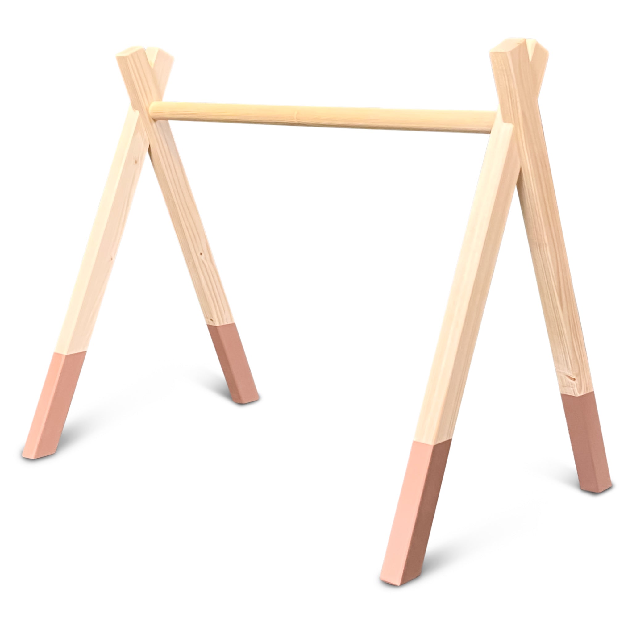 Holz Babygym | Massiver Holzspielbogen Tipi-Forme (ohne hängespielzeuge) - terra rosa Spielbogen toddie.de