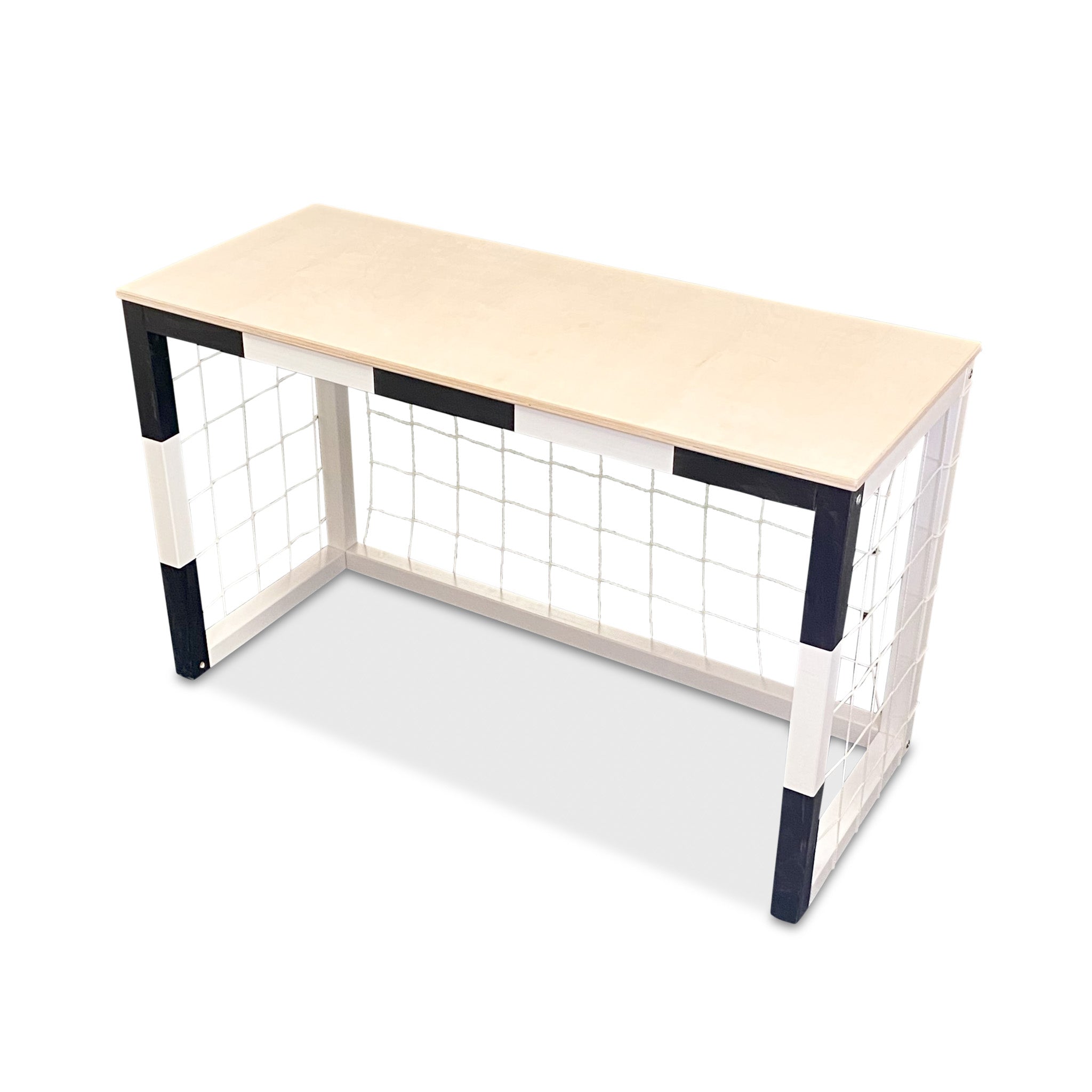 Holzschreibtisch Kinderzimmer | Fußballschreibtisch mit Netz - weiß/schwarz Schreibtisch toddie.de natur