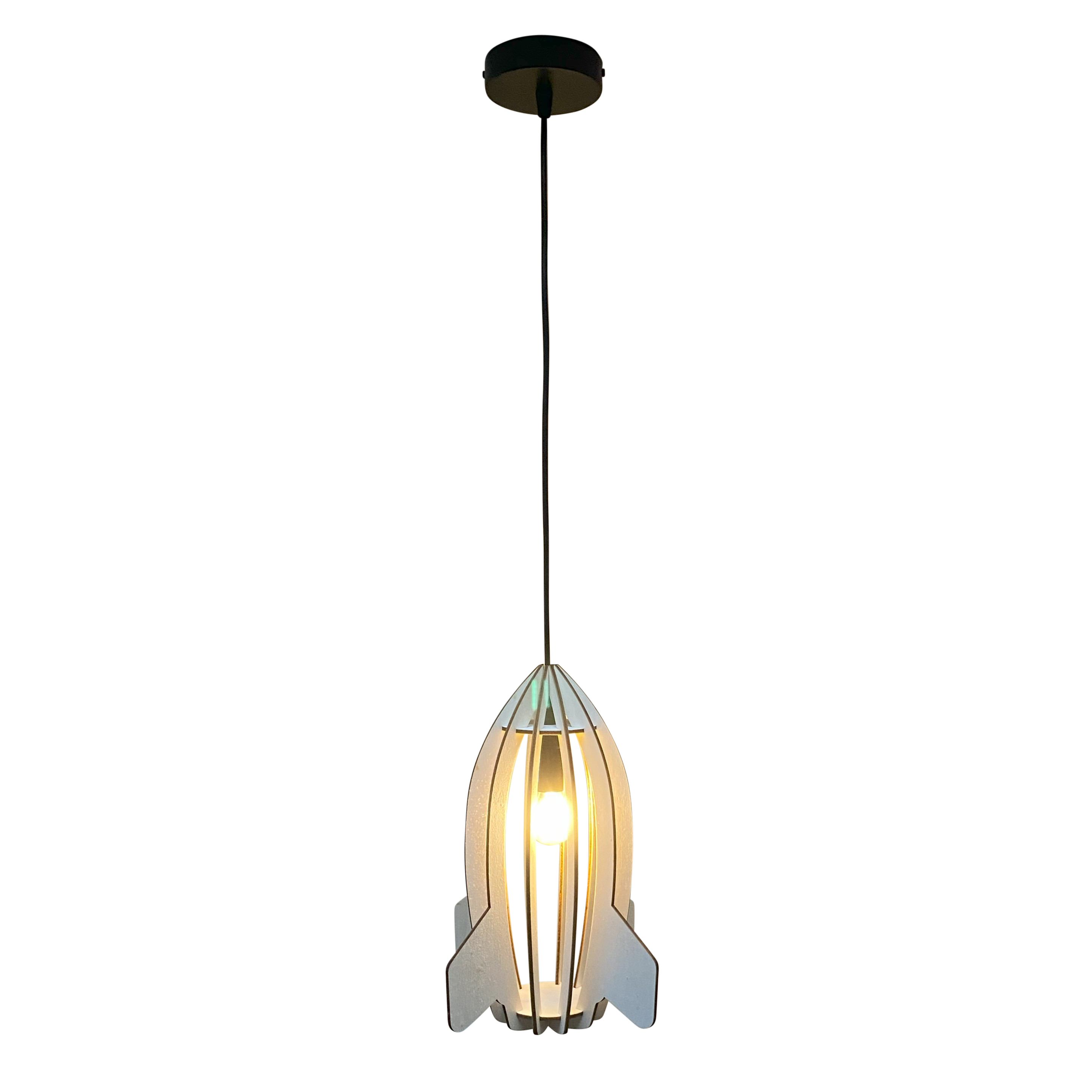 Hölzerne Pendelleuchte Kinderzimmer | Rakete - natur Pendelleuchte toddie.de ®