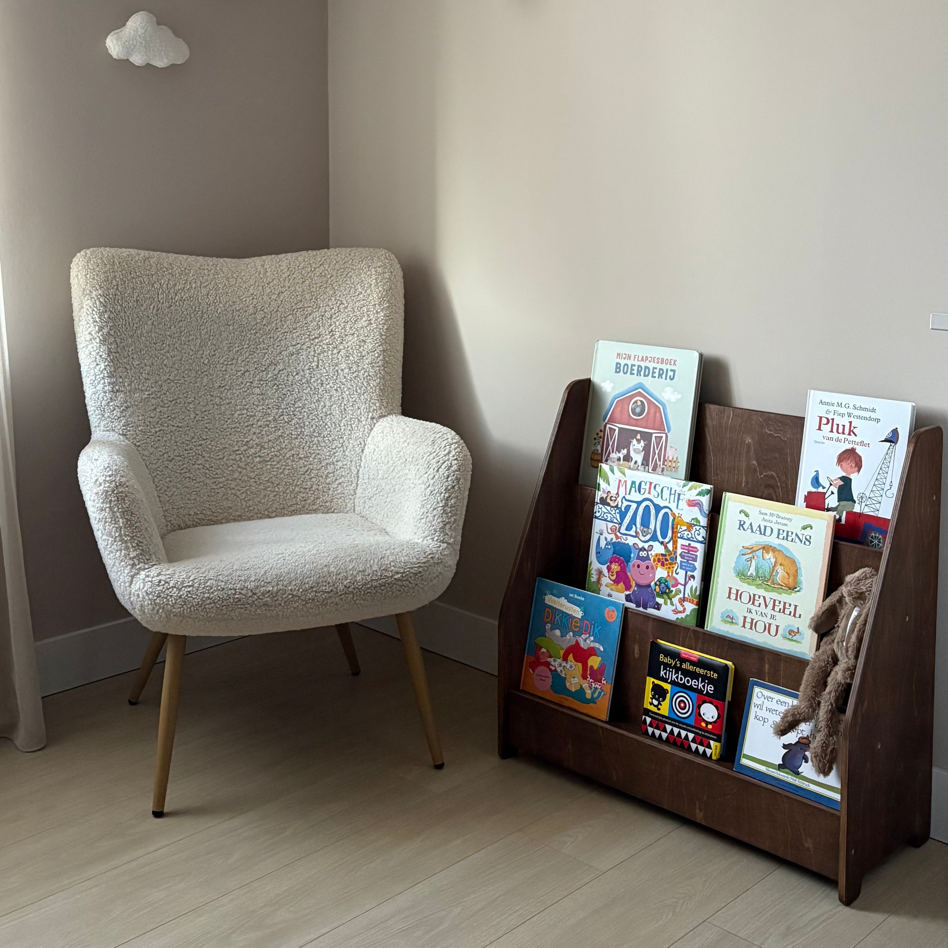 Montessori Bücherschrank Kinderzimmer | 3 Stufen - Wengé (Walnut) Bücherschrank toddie.de ®