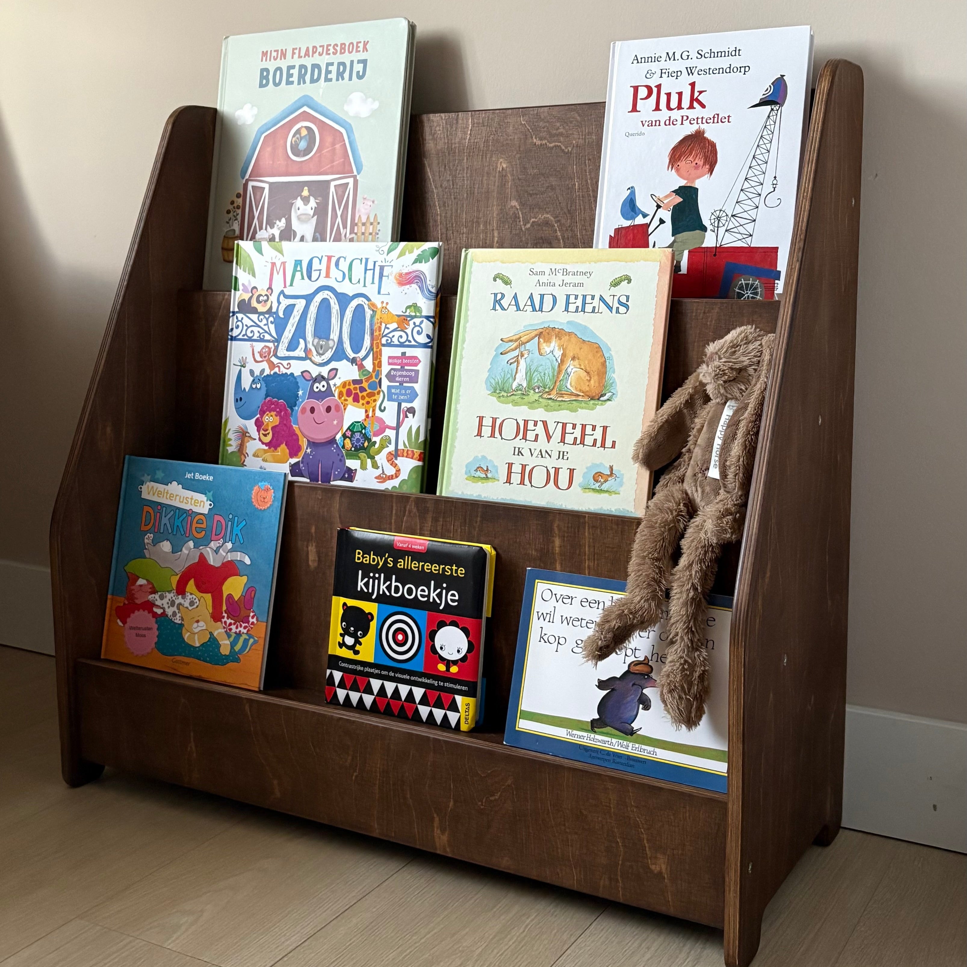 Montessori Bücherschrank Kinderzimmer | 3 Stufen - Wengé (Walnut) Bücherschrank toddie.de ®