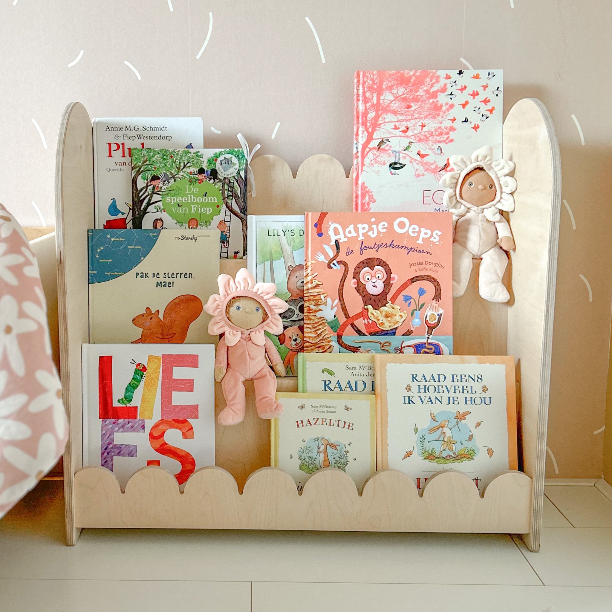 Bubble Montessori Bücherregal Kinderzimmer | 3 Stufen - natur Bücherregal toddie.de ®