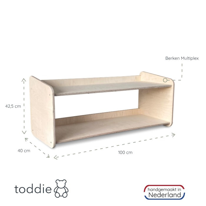 Montessori Spielzeugschrank | Bücherregal 2 regale - natur Spielzeugschrank toddie.de ®