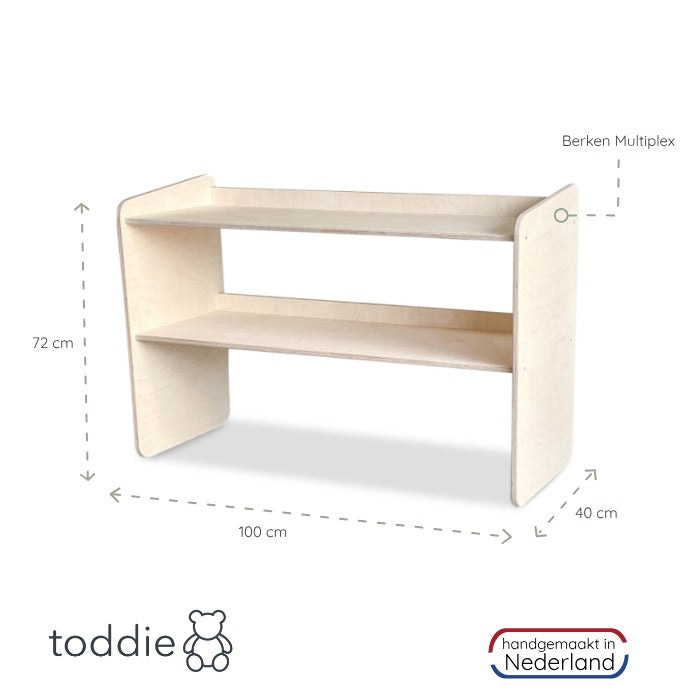 Montessori offener Spielzeugschrank | Bücherregal 2 Regale - natur Offener Spielzeugschrank toddie.de ®