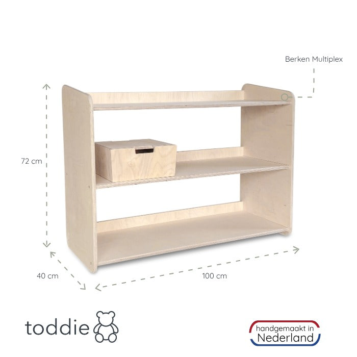 Jollie Montessori Spielzeugschrank | Bücherregal 3 regale - natur Spielzeugschrank toddie.de ®