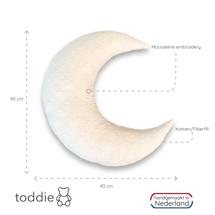 Dekokissen Kinderzimmer | Mond - Musselin gestickt Kissen toddie.de
