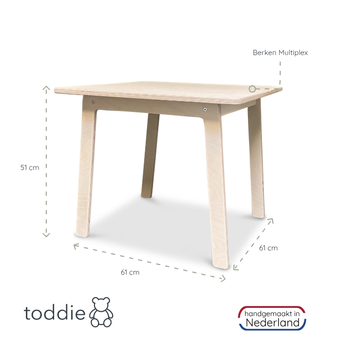 Hölzerne Kindertisch 4-7 Jahre - natur Kindertisch toddie.de