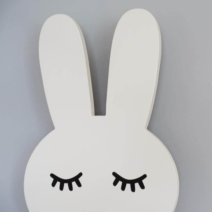 Hölzerne Wandleuchte Kinderzimmer | Kaninchen - weiß Wandleuchte toddie.de