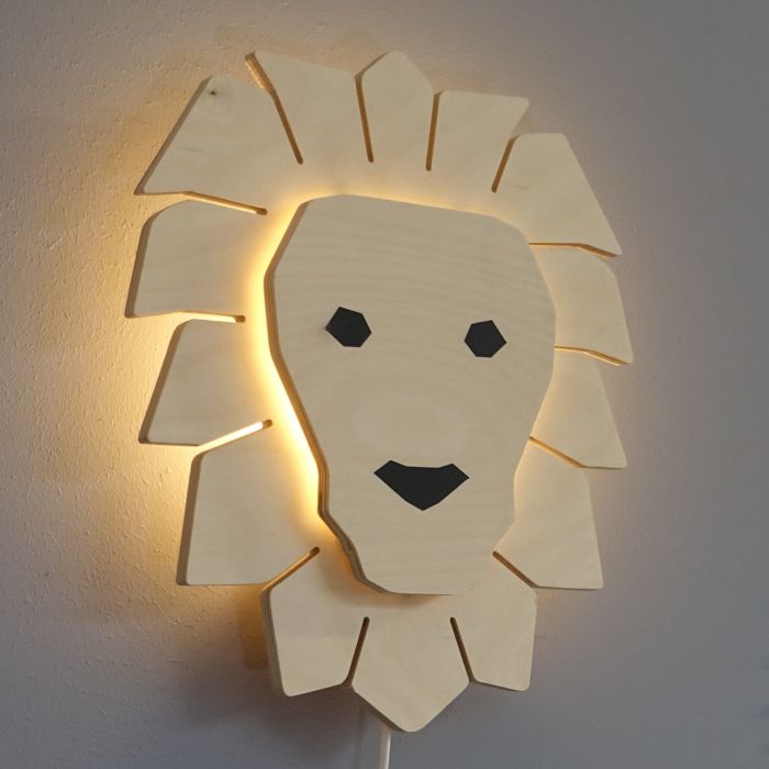 Hölzerne Wandleuchte Kinderzimmer | Löwe - natur Wandleuchte toddie.de