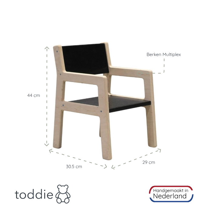 Holz Kindermöbelset 1-4 Jahre | Tisch + 2 Stühle - schwarz Möbelset toddie.de
