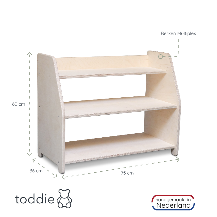 Montessori Spielmöbel | Kinder-Aufbewahrungsmöbel 3 Regale - natur Aufbewahrung toddie.de