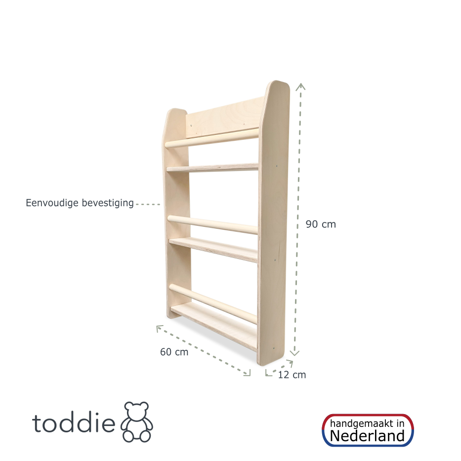 Montessori Bücherregal Kinderzimmer | 3 Regale - natur Wandregal toddie.de ®