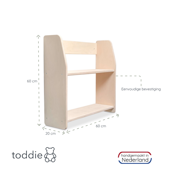 Montessori Bücher Wandregal Kinderzimmer | 2 Regale - natur Offene Wandregal toddie.de