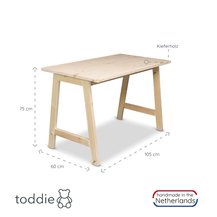 Kinderschreibtisch 5 bis 12 Jahre | Kiefer massiv Kindertisch toddie.de
