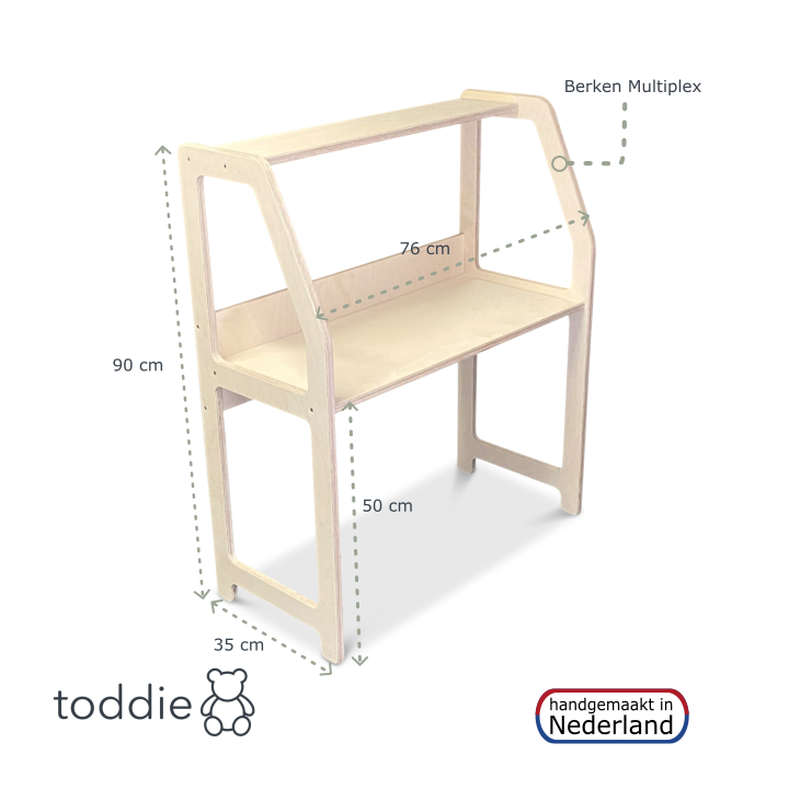Montessori Holzschreibtisch Kinderzimmer 2-7 Jahre - natur Schreibtisch toddie.de ®