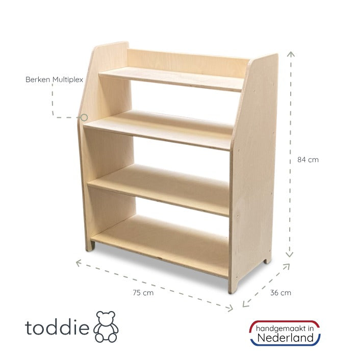 Montessori Spielmöbel | Kinder-Aufbewahrungsmöbel 4 Regale - natur Aufbewahrung toddie.de ®