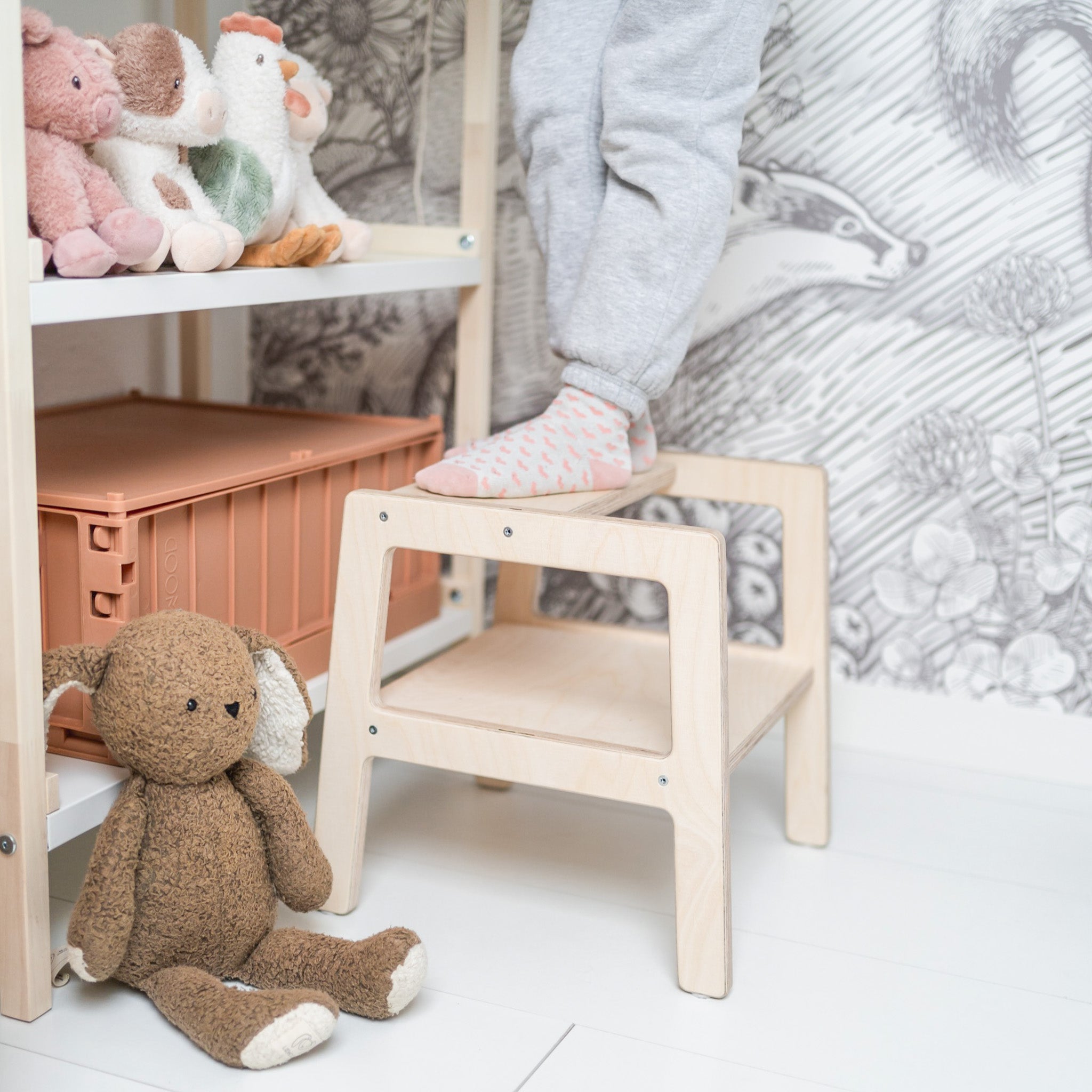 Montessori Lernturm | Holztritt, Hocker - natur Lernturm toddie.de ®