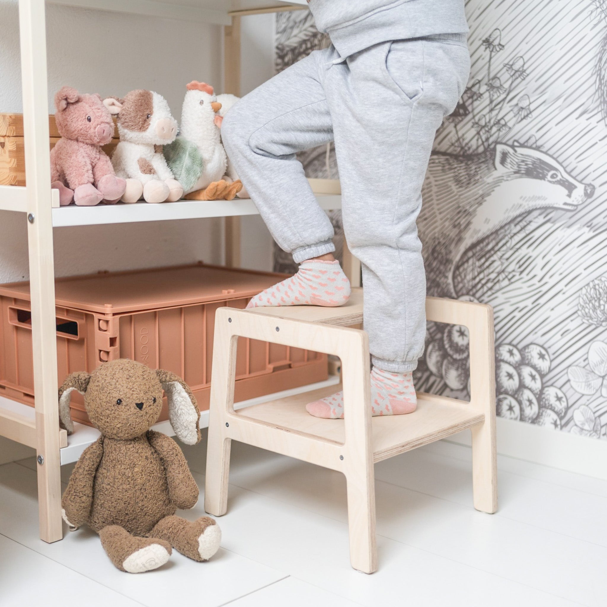 Montessori Lernturm | Holztritt, Hocker - natur Lernturm toddie.de ®