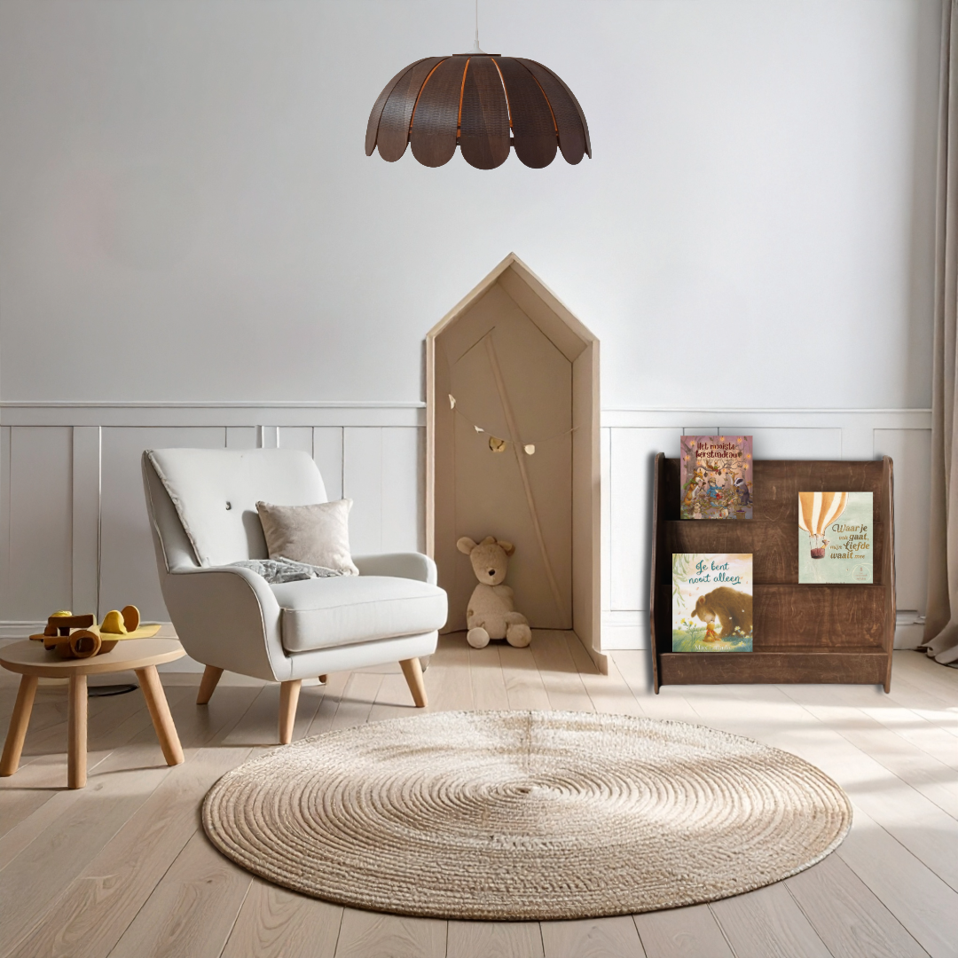 Montessori Bücherschrank Kinderzimmer | 3 Stufen - Wengé (Walnut) Bücherschrank toddie.de ®