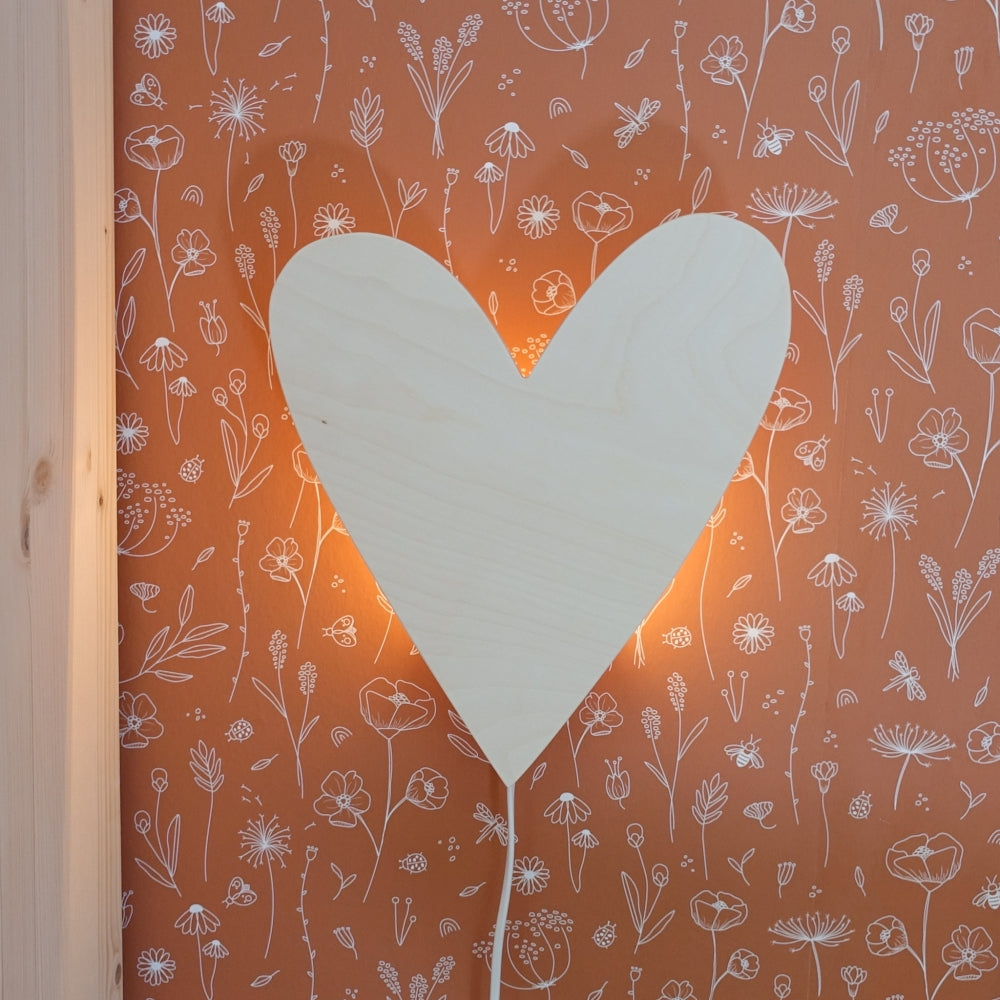 Hölzerne Wandleuchte Kinderzimmer | Herz - natur Wandleuchte toddie.de
