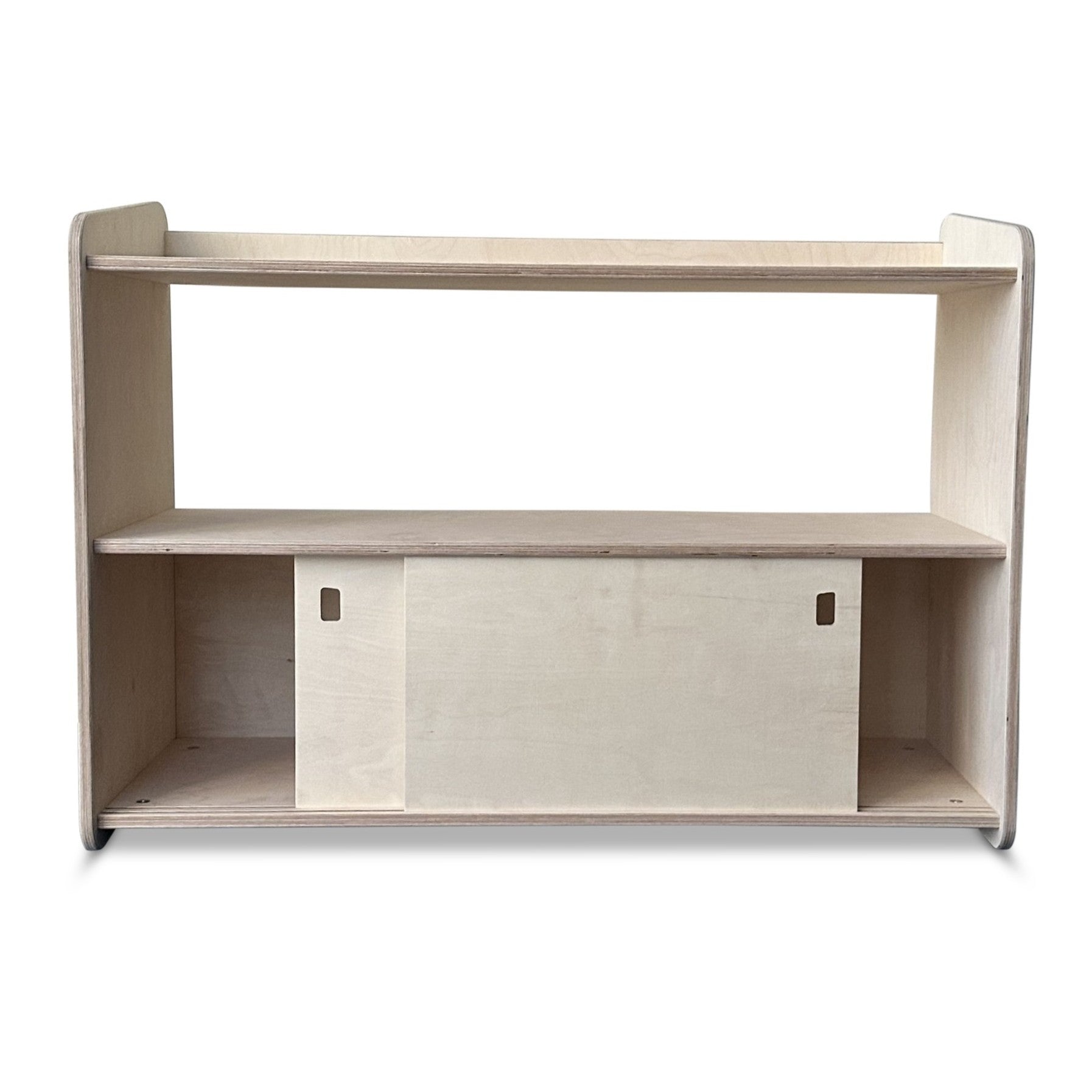 Jollie Montessori Spielzeugschrank mit Schiebetüren | Bücherregal 3 regale - natur toddie.de ®