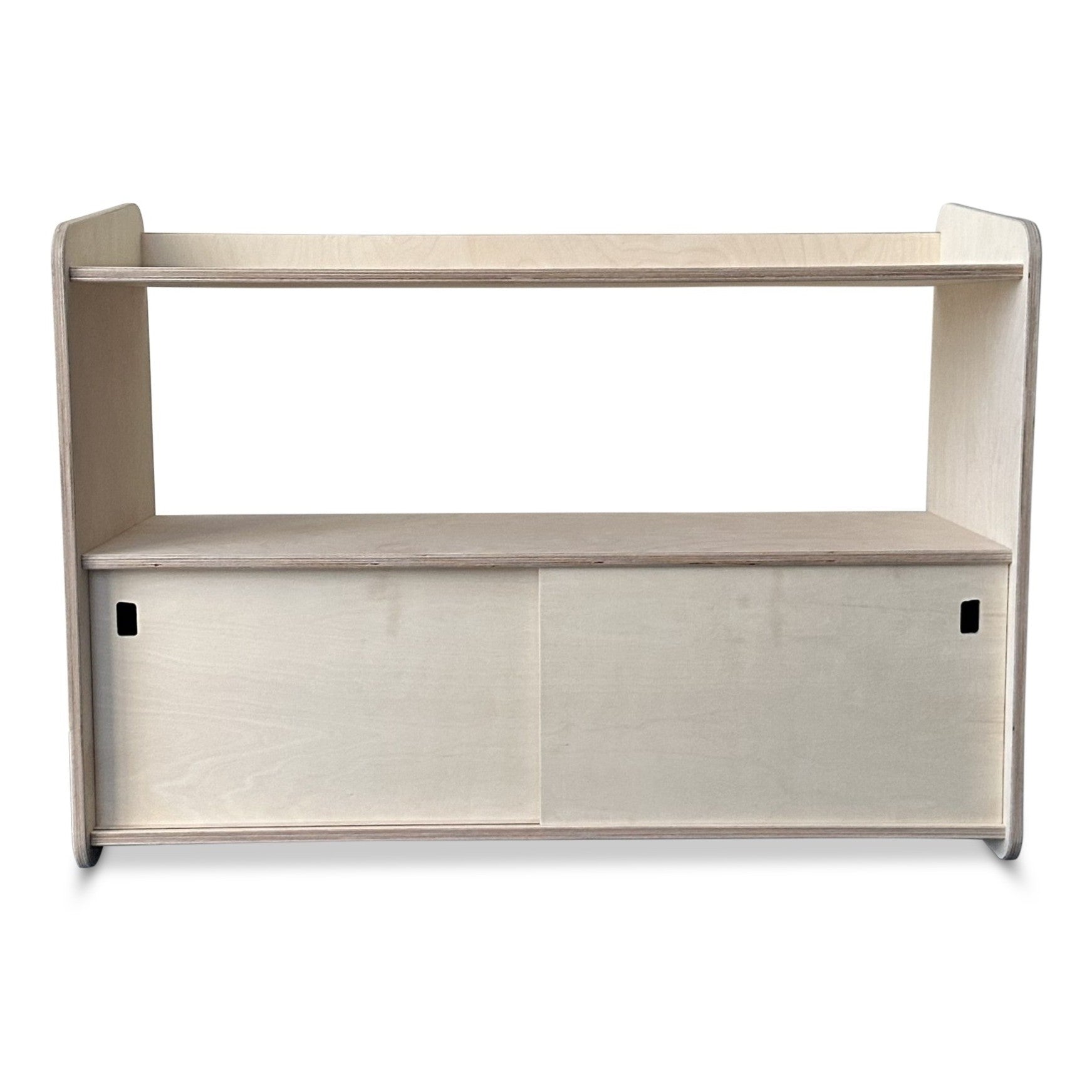 Jollie Montessori Spielzeugschrank mit Schiebetüren | Bücherregal 3 regale - natur toddie.de ®