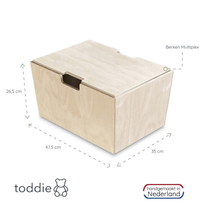 Montessori fahrende Aufbewahrungsbox mit Lenkrollen und Deckel - natur aufbe toddie.de ®