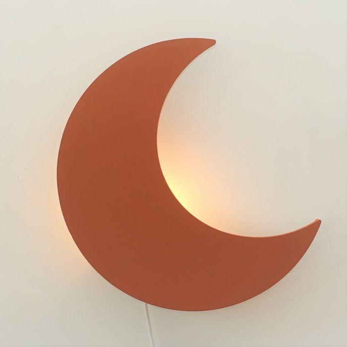 Hölzerne Wandleuchte Kinderzimmer | Mond - ziegelrot Wandleuchte toddie.de
