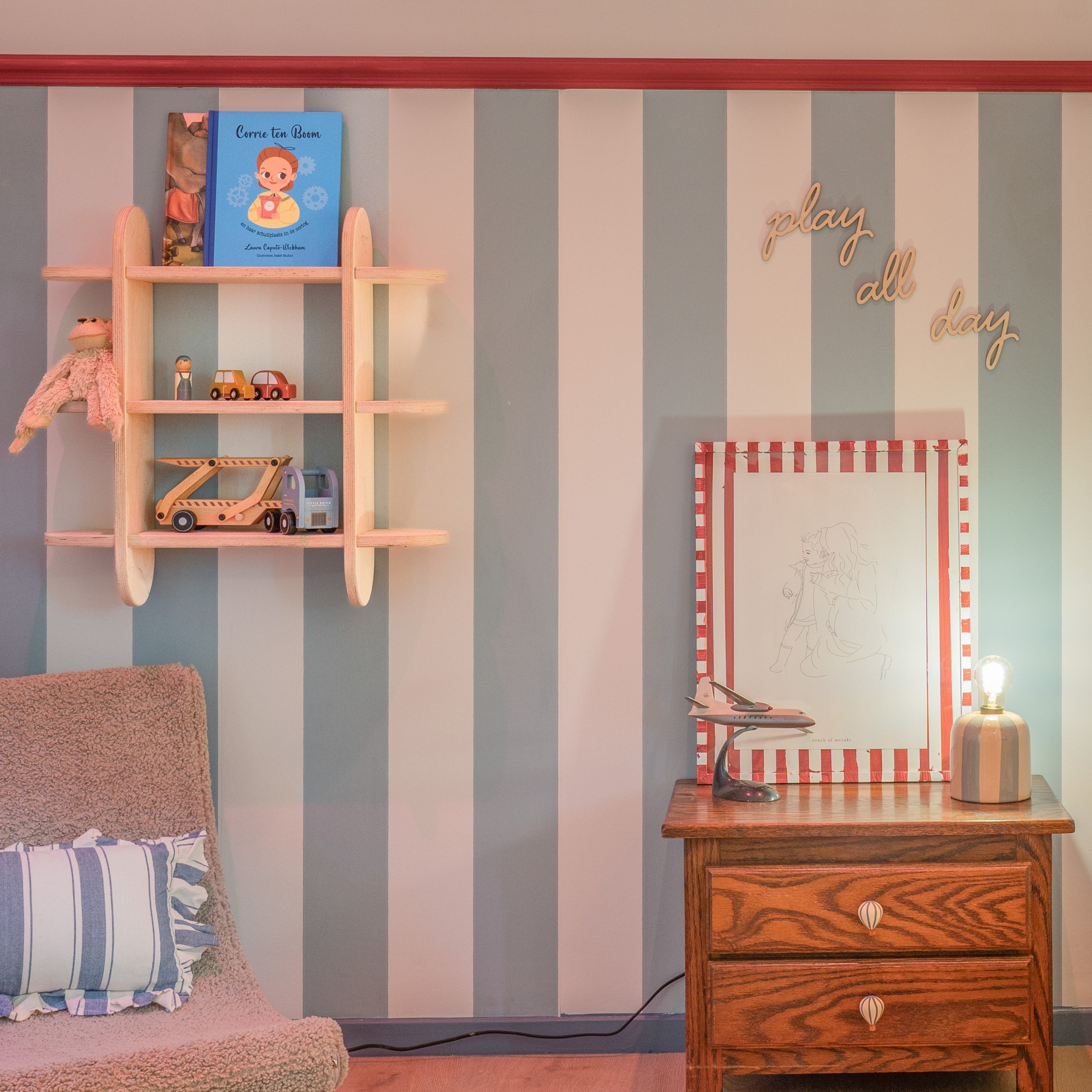 Round Montessori Bücher Wandregal Kinderzimmer | Fächerregal 3 Regale - natur Bücher Wandregal toddie.de ®