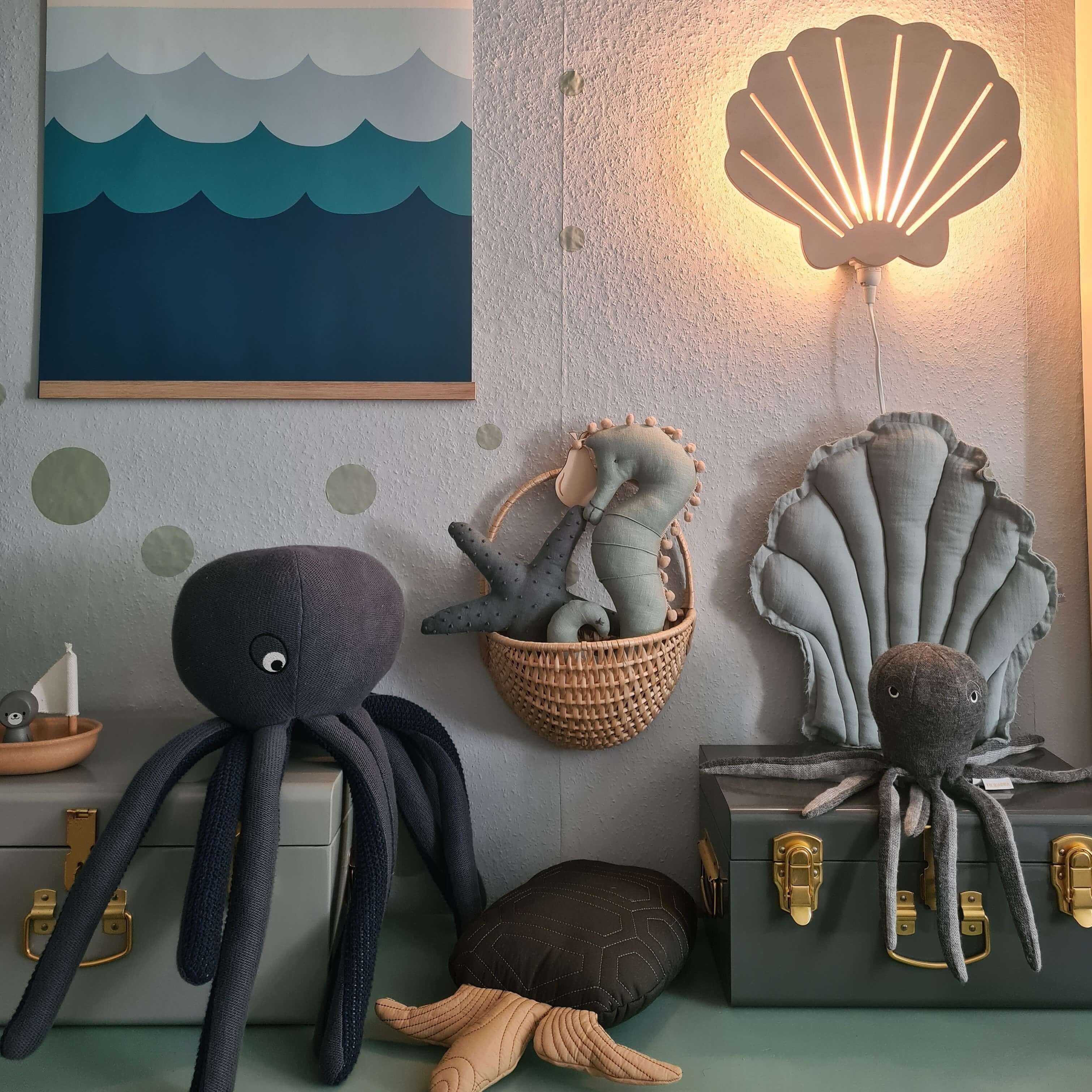 Hölzerne Wandleuchte Kinderzimmer | Muschel - natur Wandleuchte toddie.de