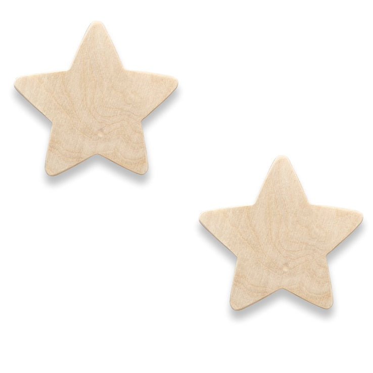 Hölzerne Wandhaken Kinderzimmer | 2 Sterne - natur Wandhaken toddie.de