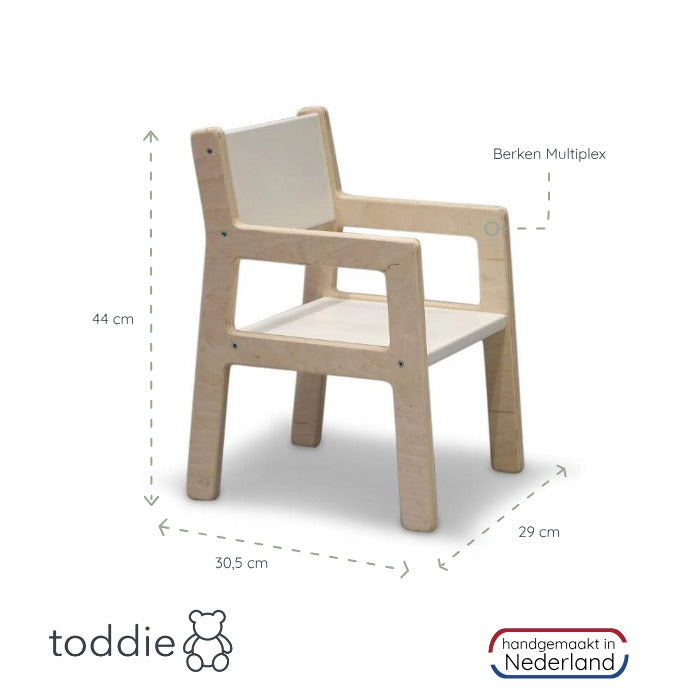Hölzerner Kinderstuhl 1-4 Jahre - weiß Kinderstuhl toddie.de