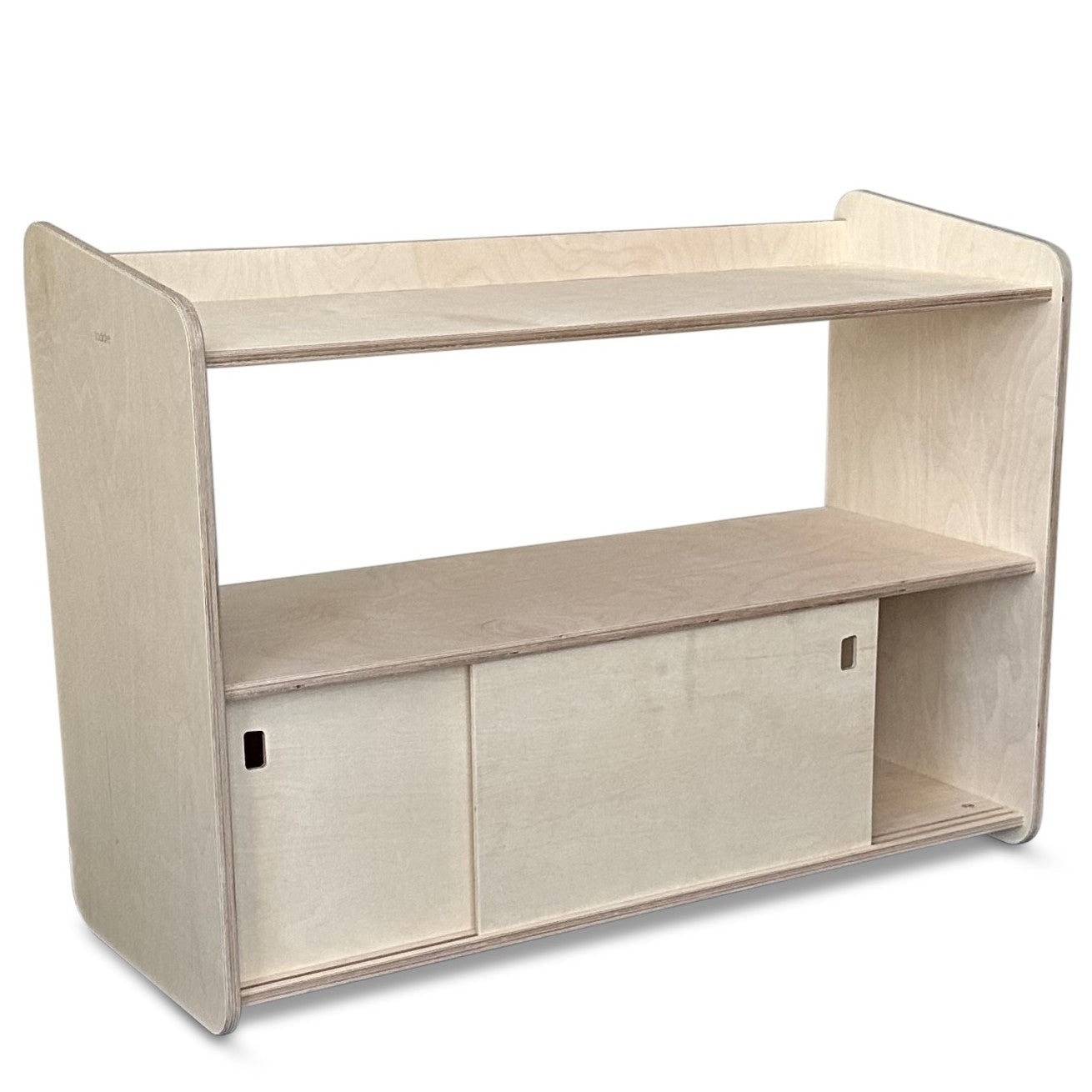 Jollie Montessori Spielzeugschrank mit Schiebetüren | Bücherregal 3 regale - natur toddie.de ®