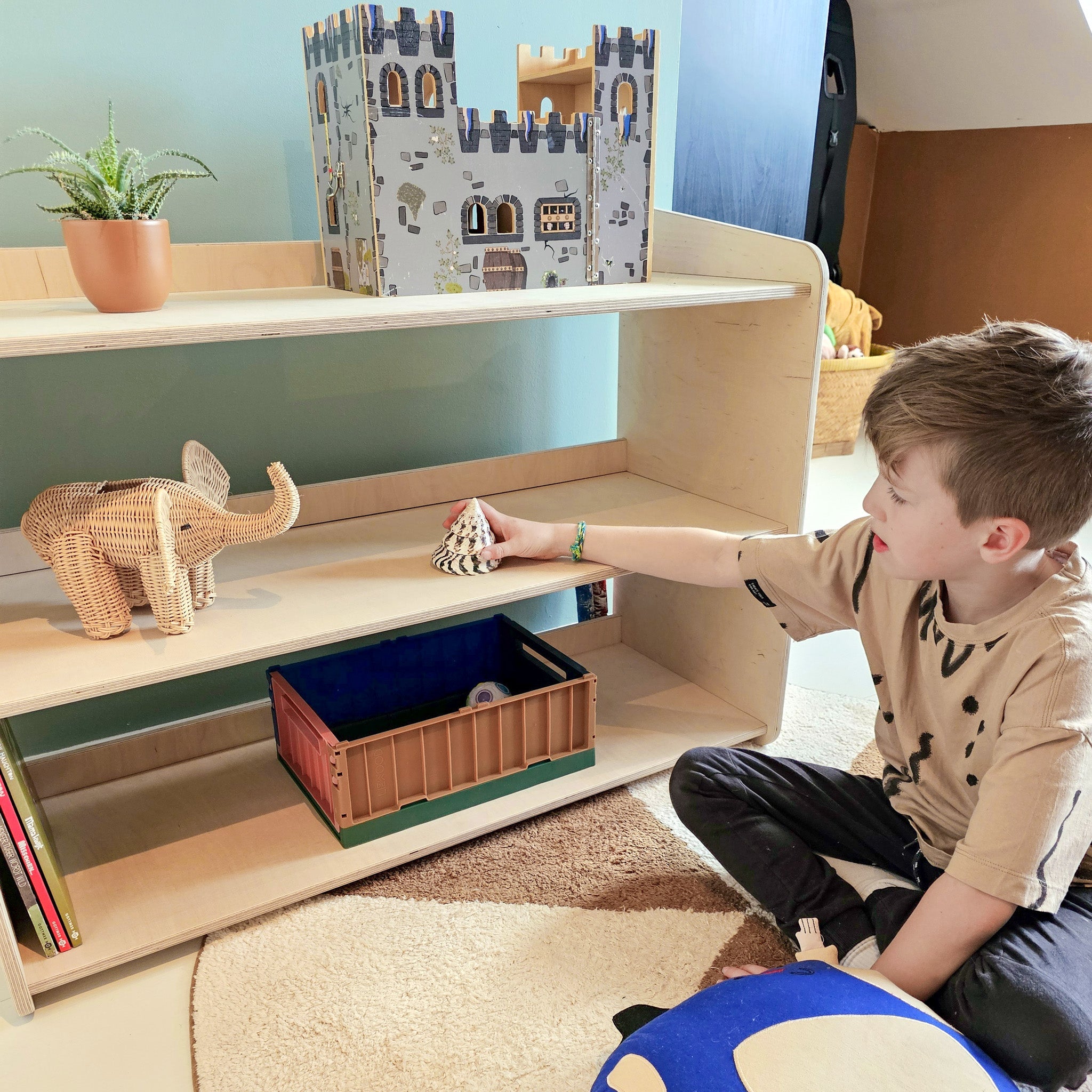 Jollie Montessori Spielzeugschrank | Bücherregal 3 regale - natur Spielzeugschrank toddie.de ®
