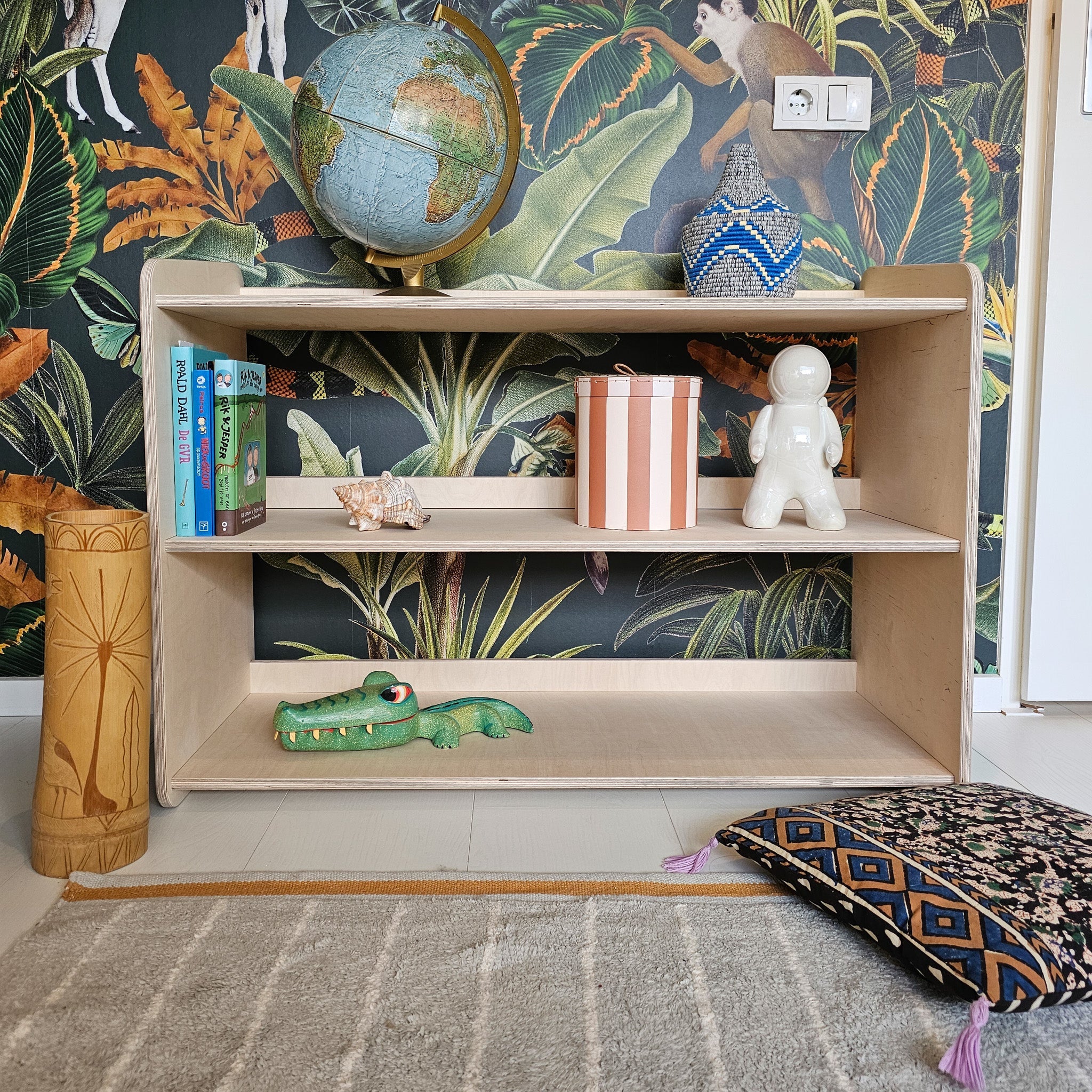 Jollie Montessori Spielzeugschrank | Bücherregal 3 regale - natur Spielzeugschrank toddie.de ®