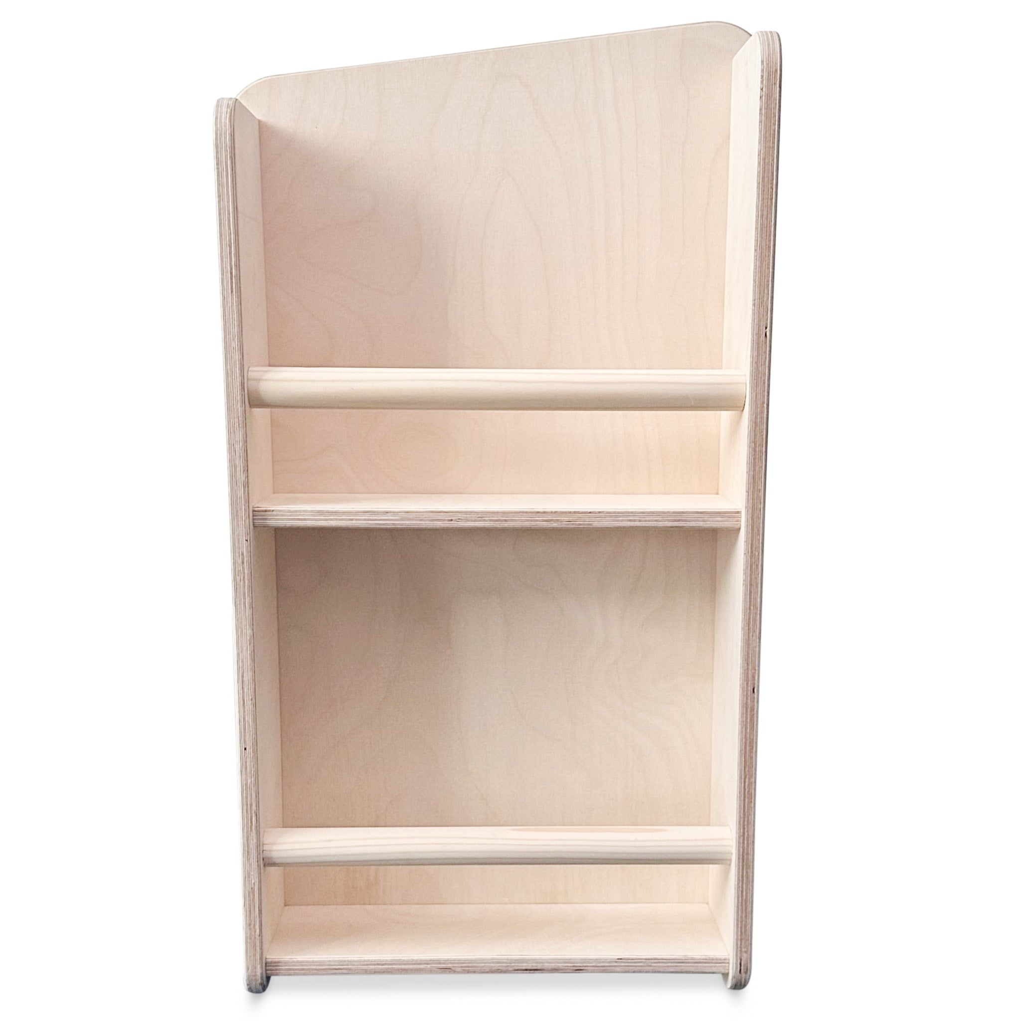 Montessori Offener Spielzeugschrank mit bücherregal + rollbaren Aufbewahrungsboxen | Bücherregal 2 Regalböden - natur Spielzeugschrank toddie.de ®