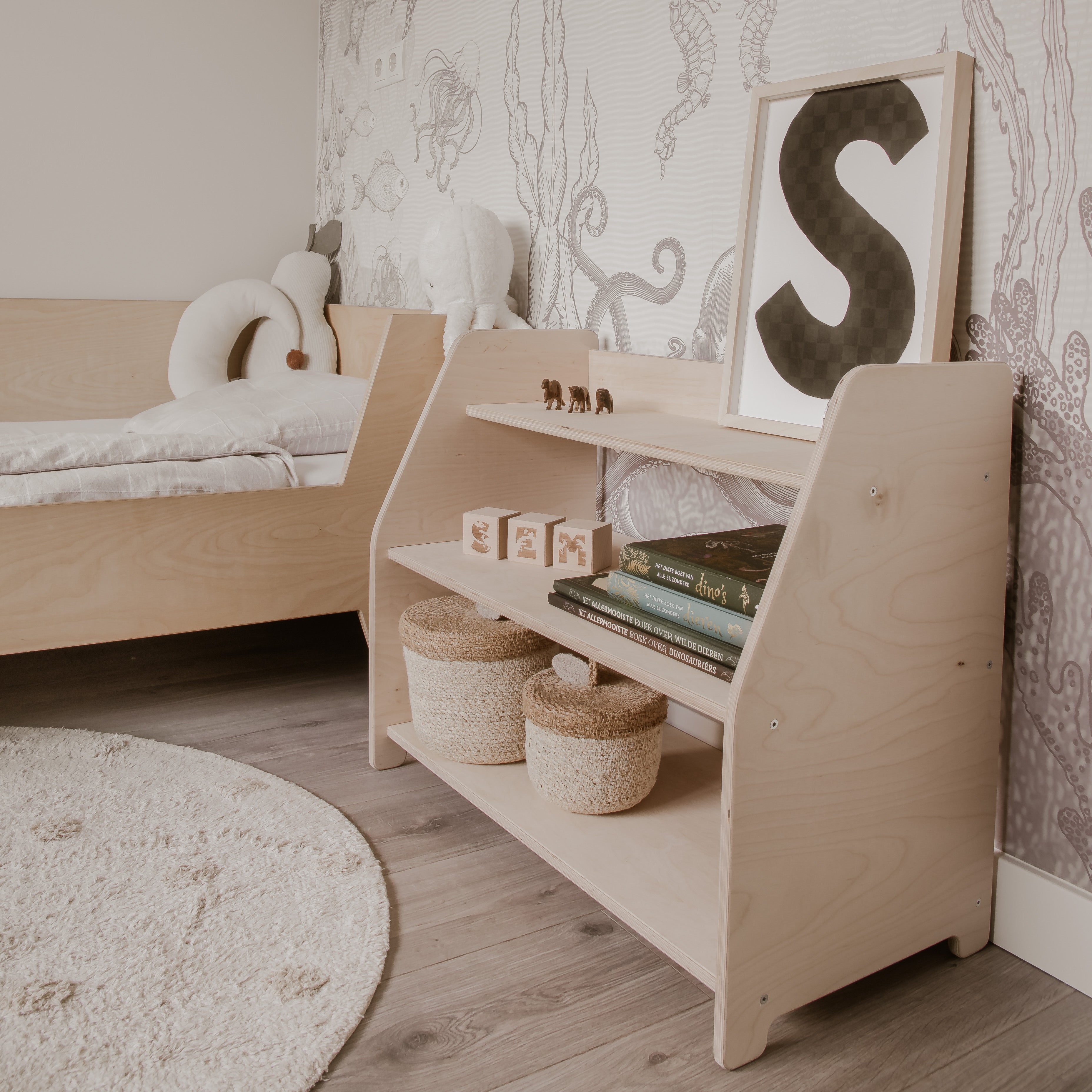 Montessori Spielmöbel | Kinder-Aufbewahrungsmöbel 3 Regale - natur Aufbewahrung toddie.de