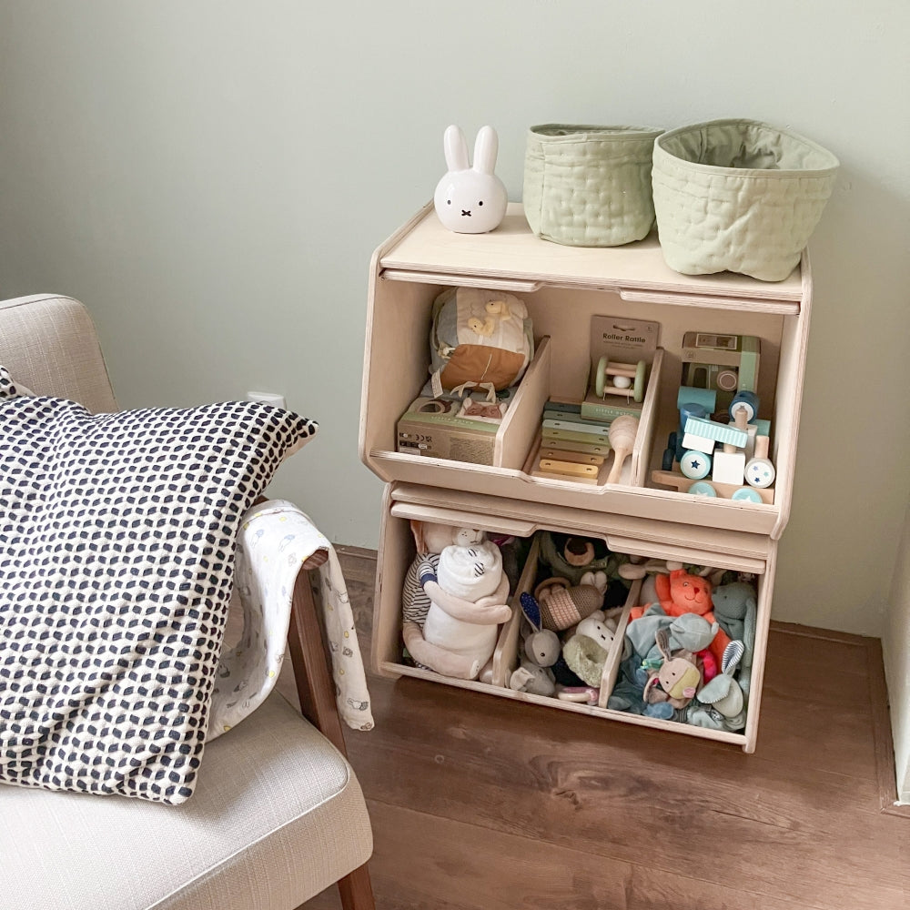 Stowie Stapelbare Aufbewahrungskisten Kinderzimmer - natur toddie.de ®