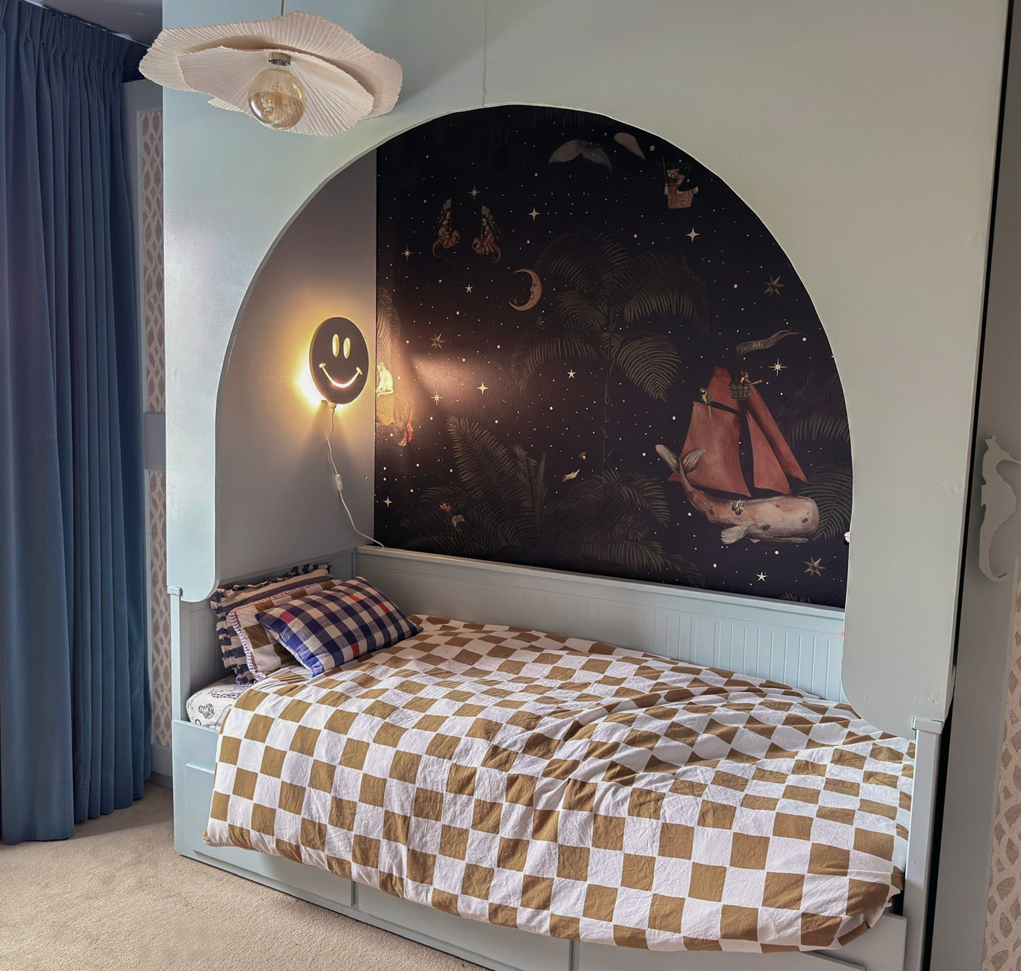 Hölzerne Wandleuchte Kinderzimmer | Smiley - natur Wandleuchte toddie.de ®