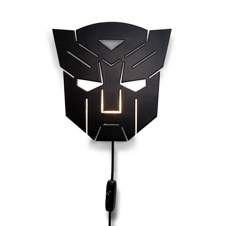 Hölzerne Wandleuchte Kinderzimmer | Transformer - schwarz Wandleuchte toddie.de Schwarzes Kabel