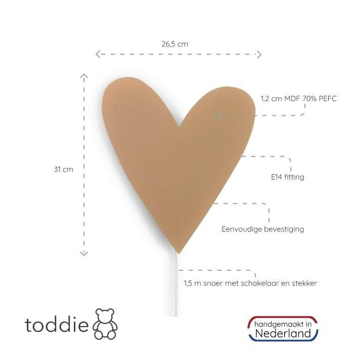 Hölzerne Wandleuchte Kinderzimmer | Herz - spiced honey Wandleuchte toddie.de