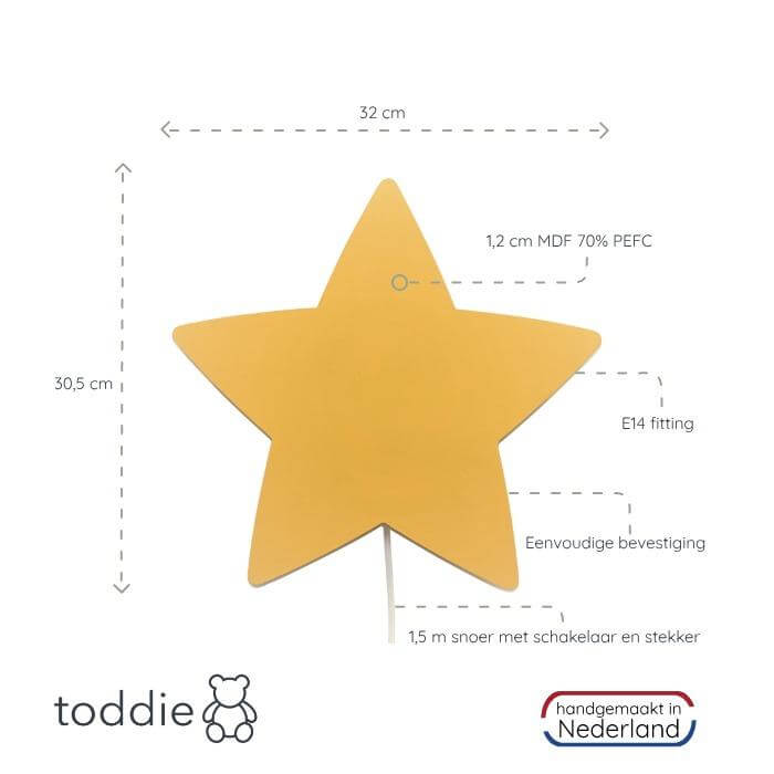Hölzerne Wandleuchte Kinderzimmer | Stern - gelb Wandleuchte toddie.de
