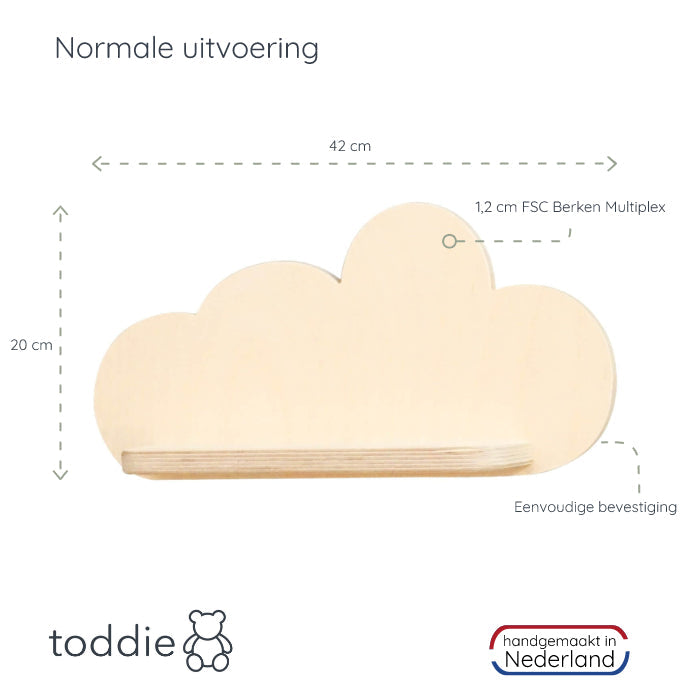 Hölzerne Wandregal Kinderzimmer Wolke | Wolkie - natur Wandregal toddie.de