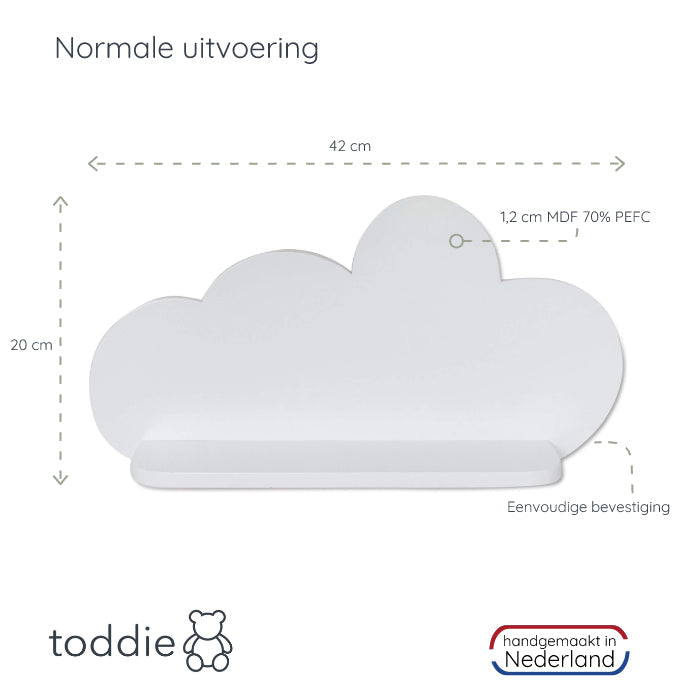 Hölzerne Wandregal Kinderzimmer Wolke | Wolkie - weiß Wandregal toddie.de