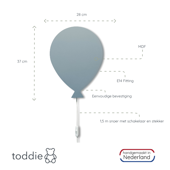 Hölzerne Wandleuchte Kinderzimmer | Ballon - denim drift Wandleuchte toddie.de