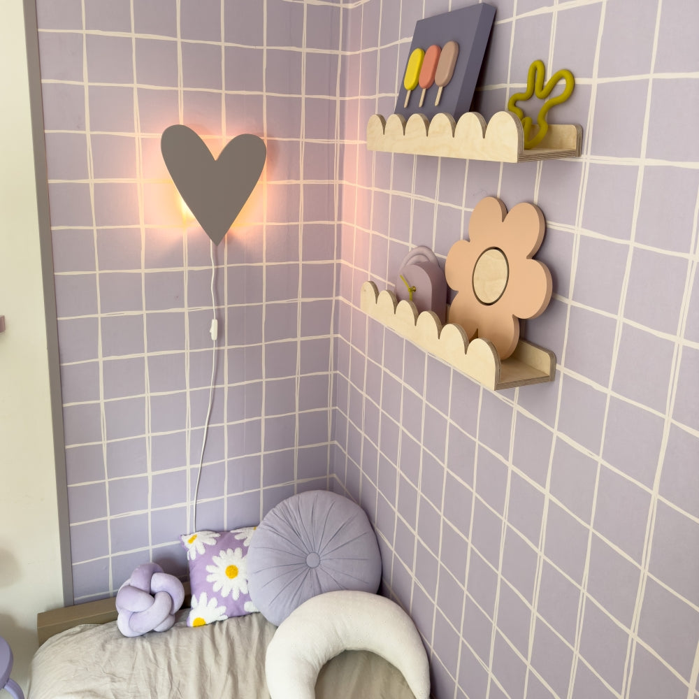 Hölzerne Wandleuchte Kinderzimmer | Herz - lila toddie.de ®
